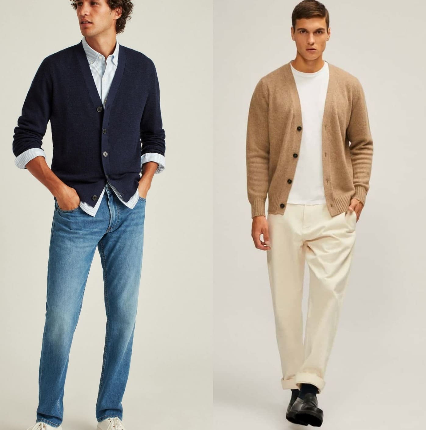 Cotton button front men's cardigan sweaters
