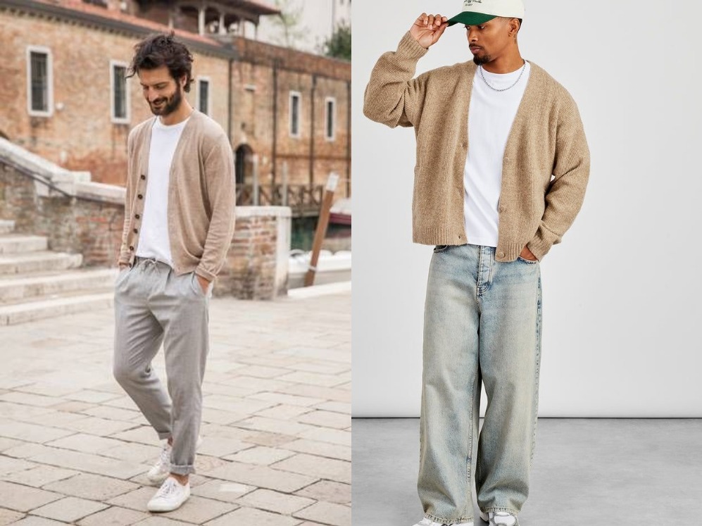 korean cardigan outfit male