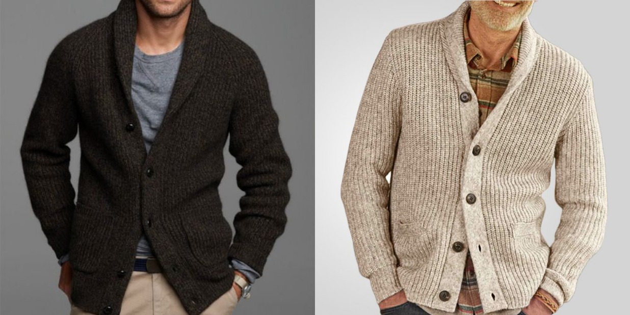 mens cardigan sweater shawl collar