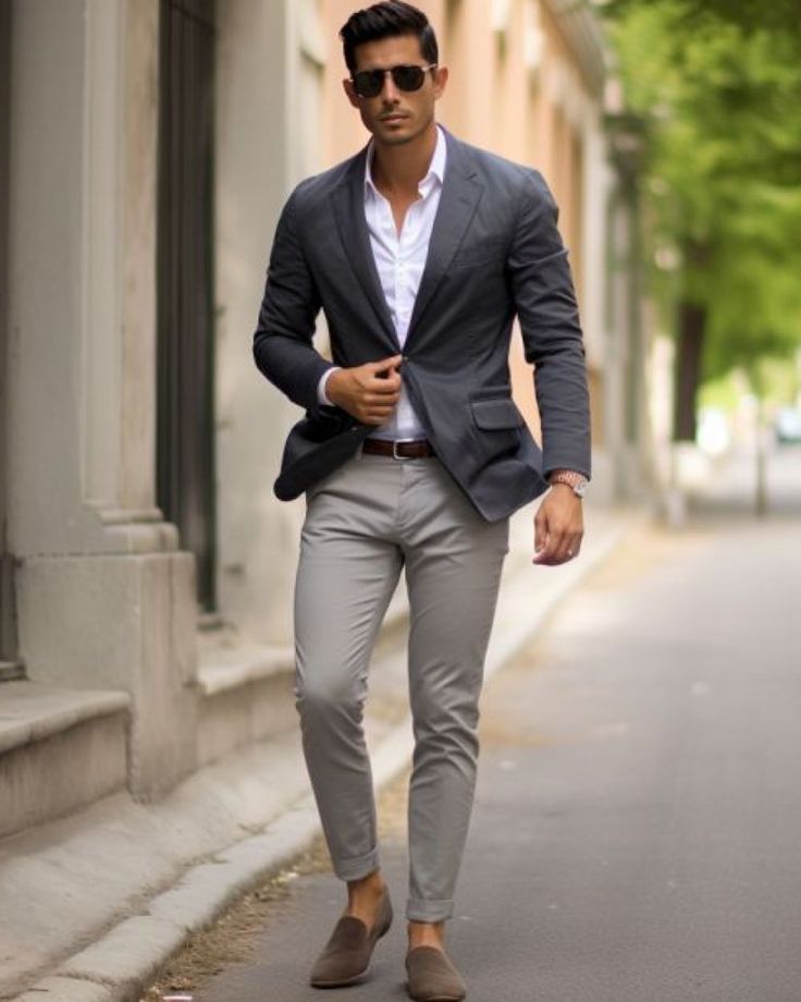 Charcoal blazer and trousers men