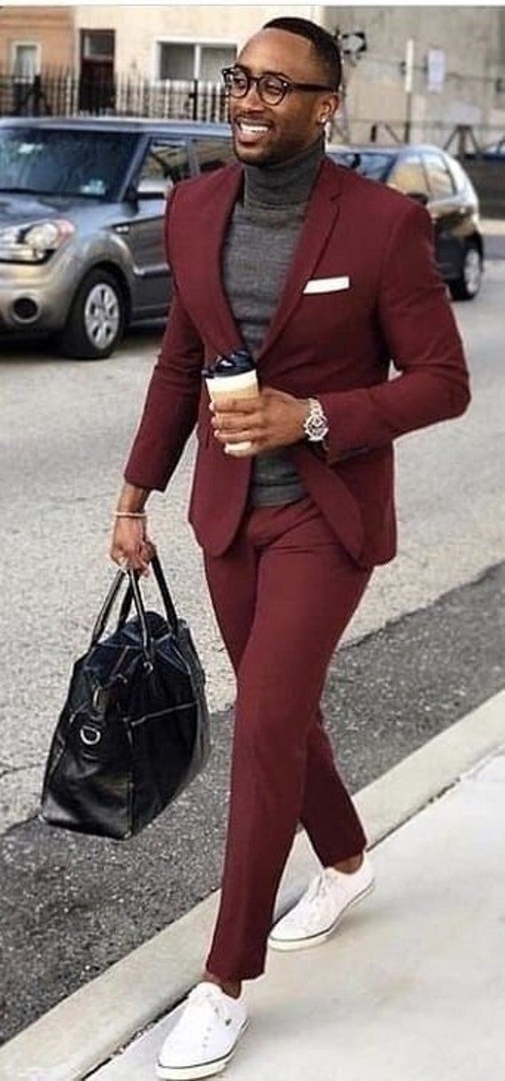 Men’s Christmas Party Outfit Ideas That Make a Lasting Impression Turtleneck and Blazer Combo