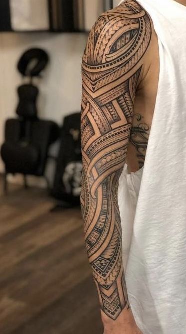 Men Tribal Sleeve Tattoo Design