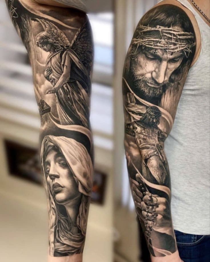 Religious Sleeve Tattoo Ideas