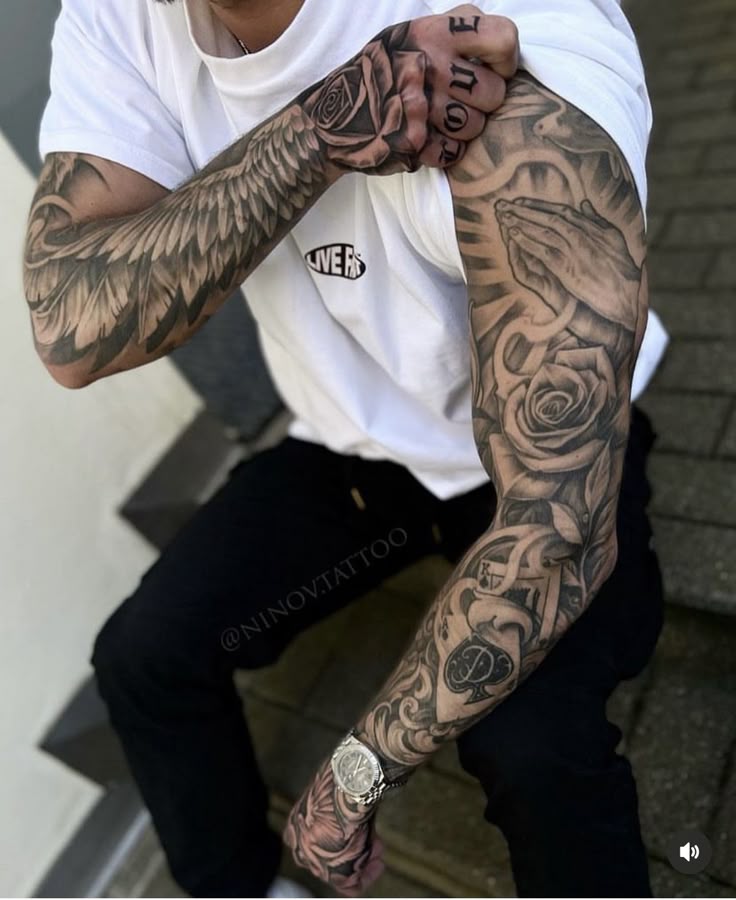 Rose Sleeve Tattoo for Men