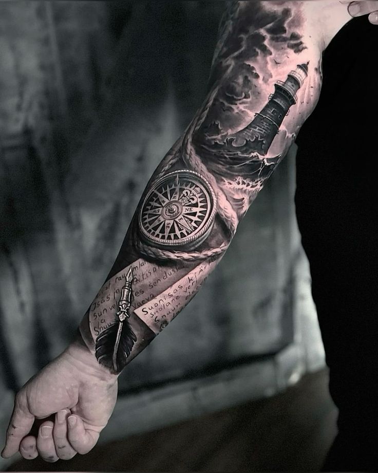 time clock tattoos for men sleeve