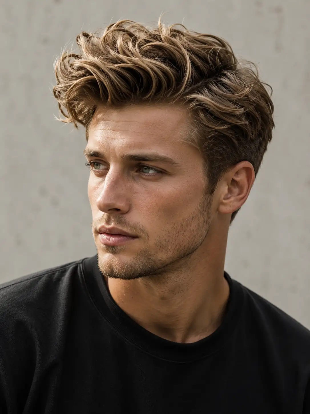 Dirty Blonde wavy quiff hairstyle men Dirty Blonde wavy quiff hairstyle men