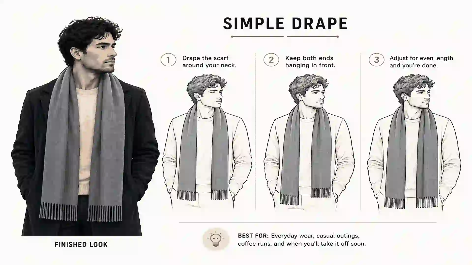 Men tie scarf simple drape pattern Men tie scarf simple drape pattern
