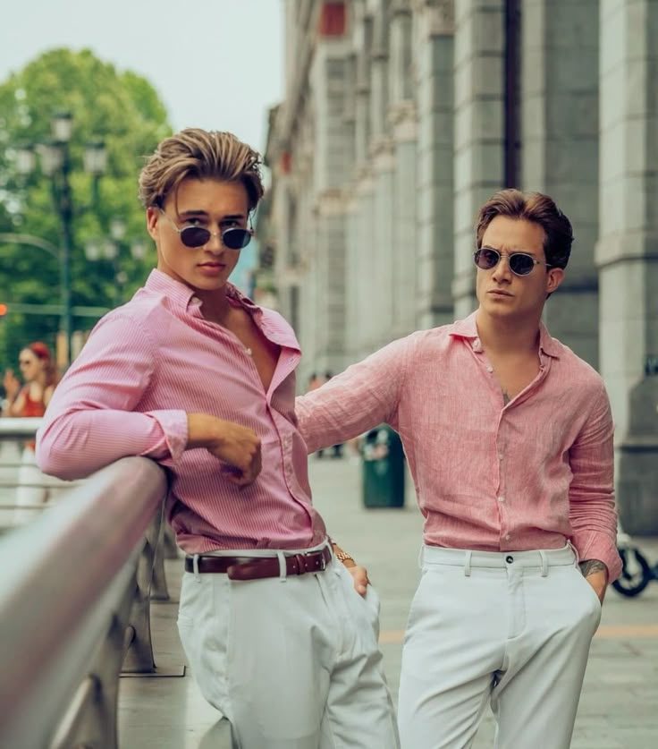 pink polo shirt with white pants