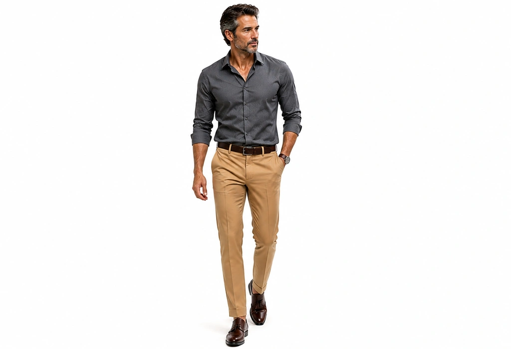 Tan Pants with Grey shirt Outfits For Men Tan Pants with Grey shirt Outfits For Men