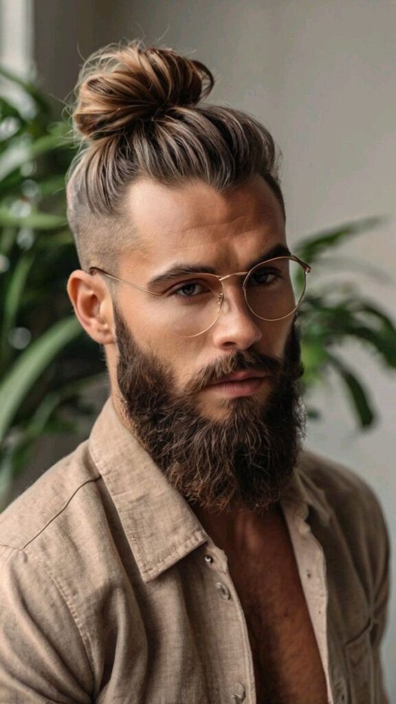 viking hairstyle and beard men