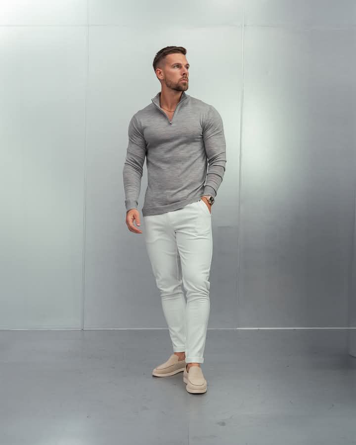Why a Grey Shirt and White Pants Work So Well