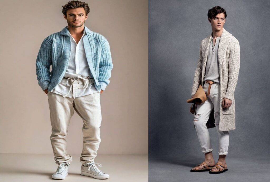 cable knit shawl collar cardigan for men