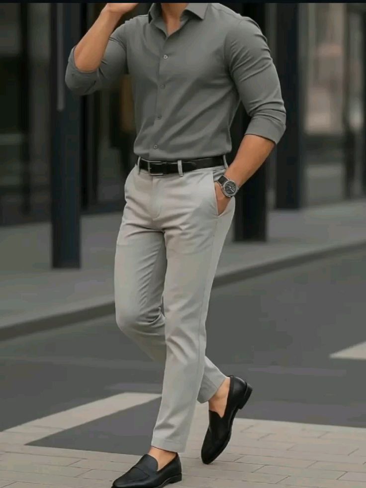 Grey Shirt Matching Pants for Men: 9 Stylish Combinations grey shirt pants men