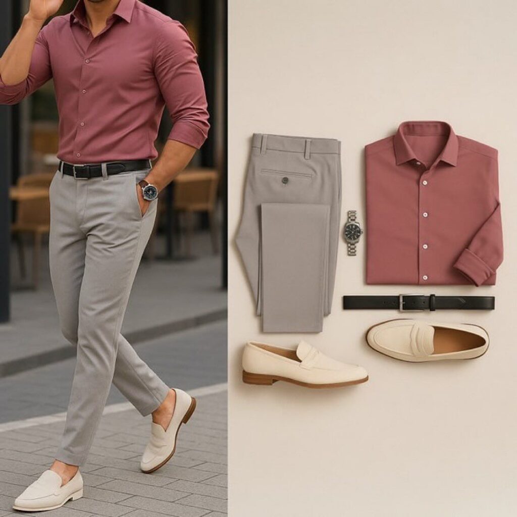 mens pink button up shirt