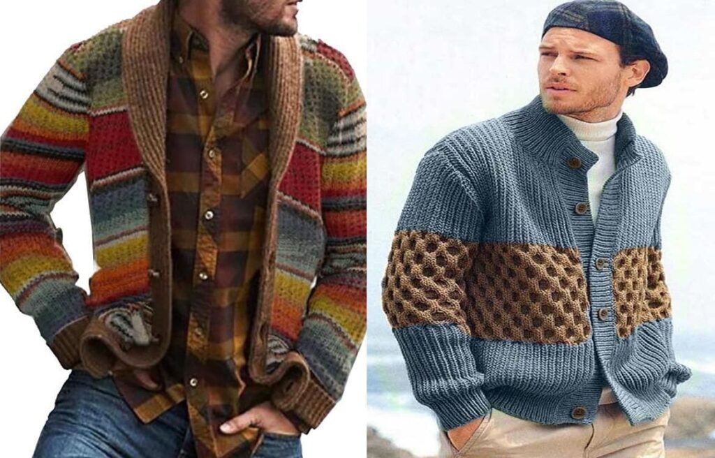 men's wool cardigan shawl collar