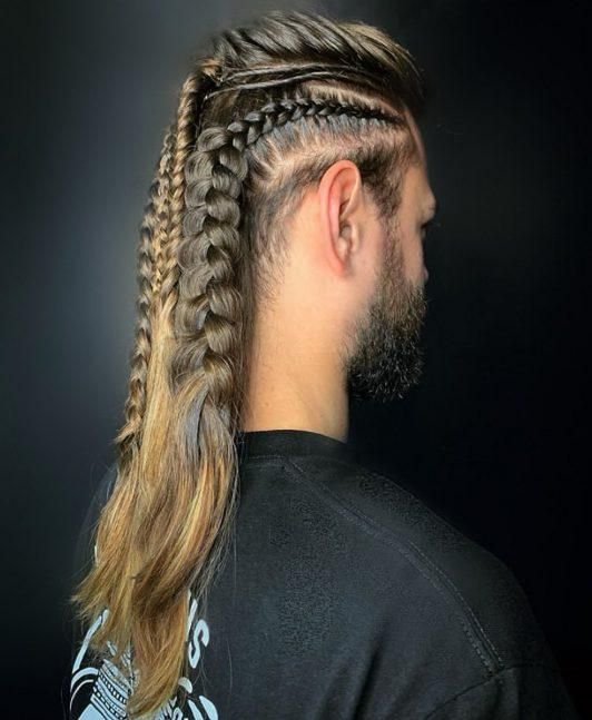 multiple braided viking style haircut