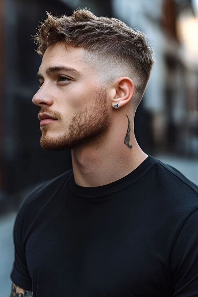short viking textured crop hairstyle male Short Viking haircut style