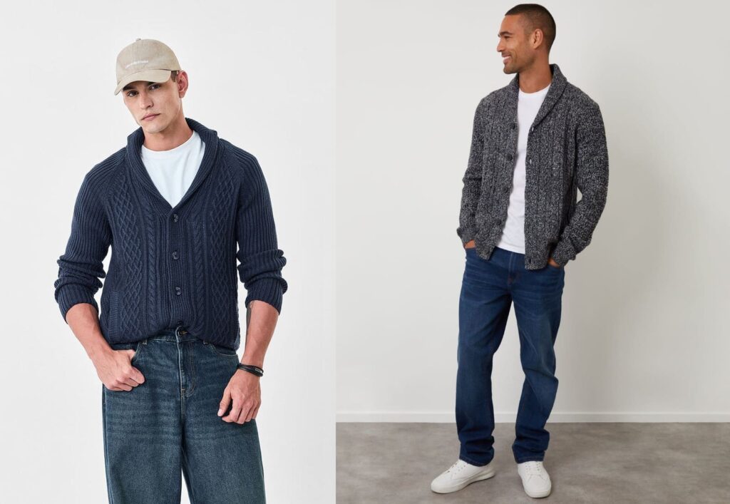 thick winter shawl collar cardigan mens fashion