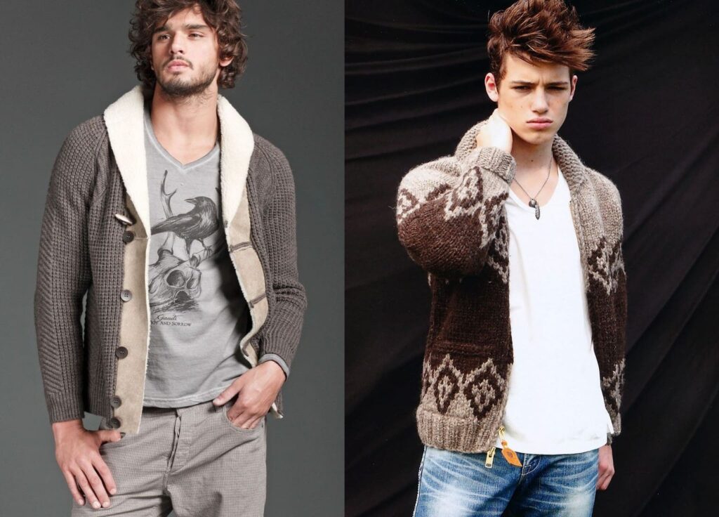 wool blend shawl collar cardigan mens