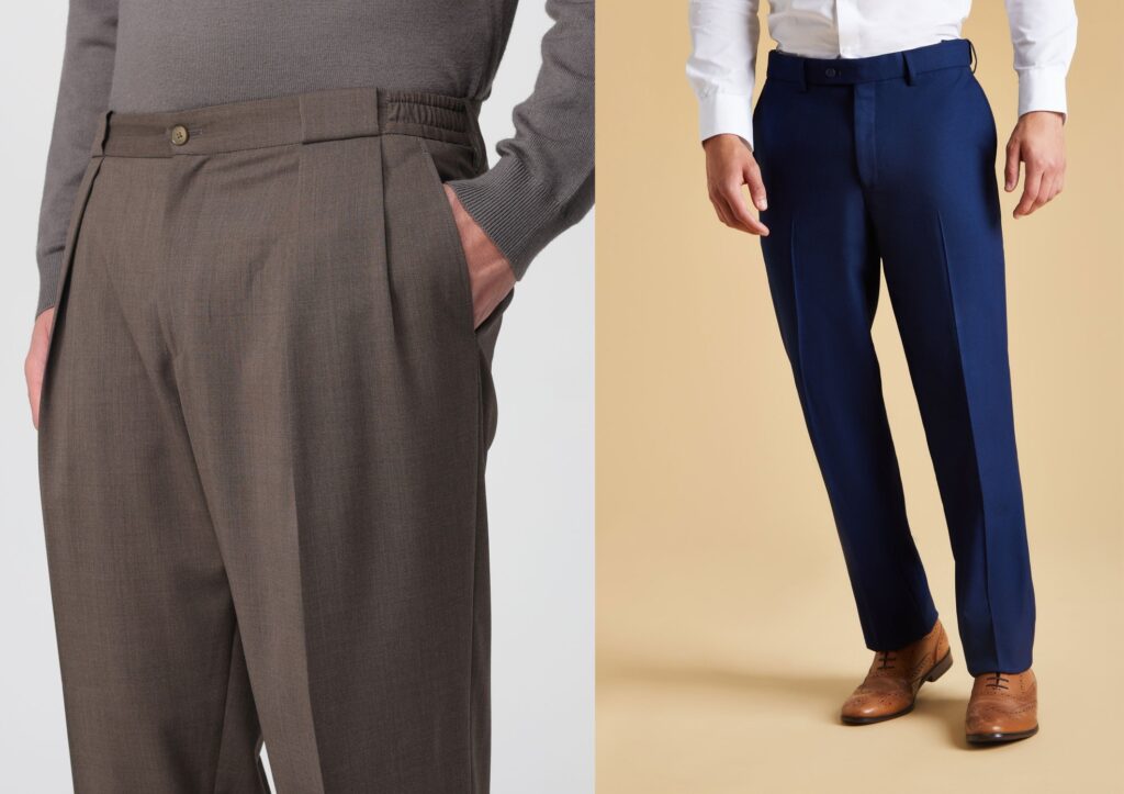 Mens flat front trousers formal pants