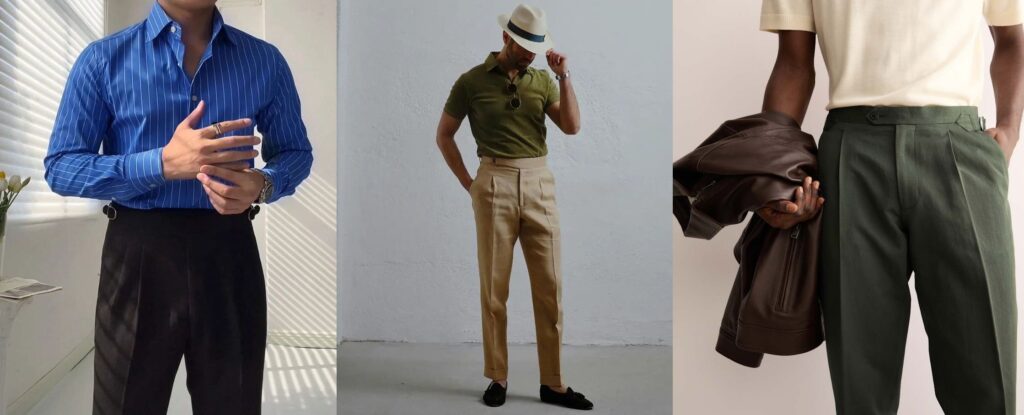 Mens pleated trousers full length product image