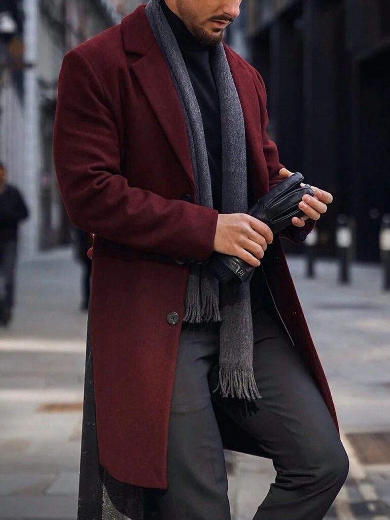 burgundy topcoat men