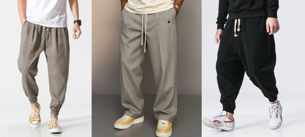 linen drawstring trousers men summer outfit