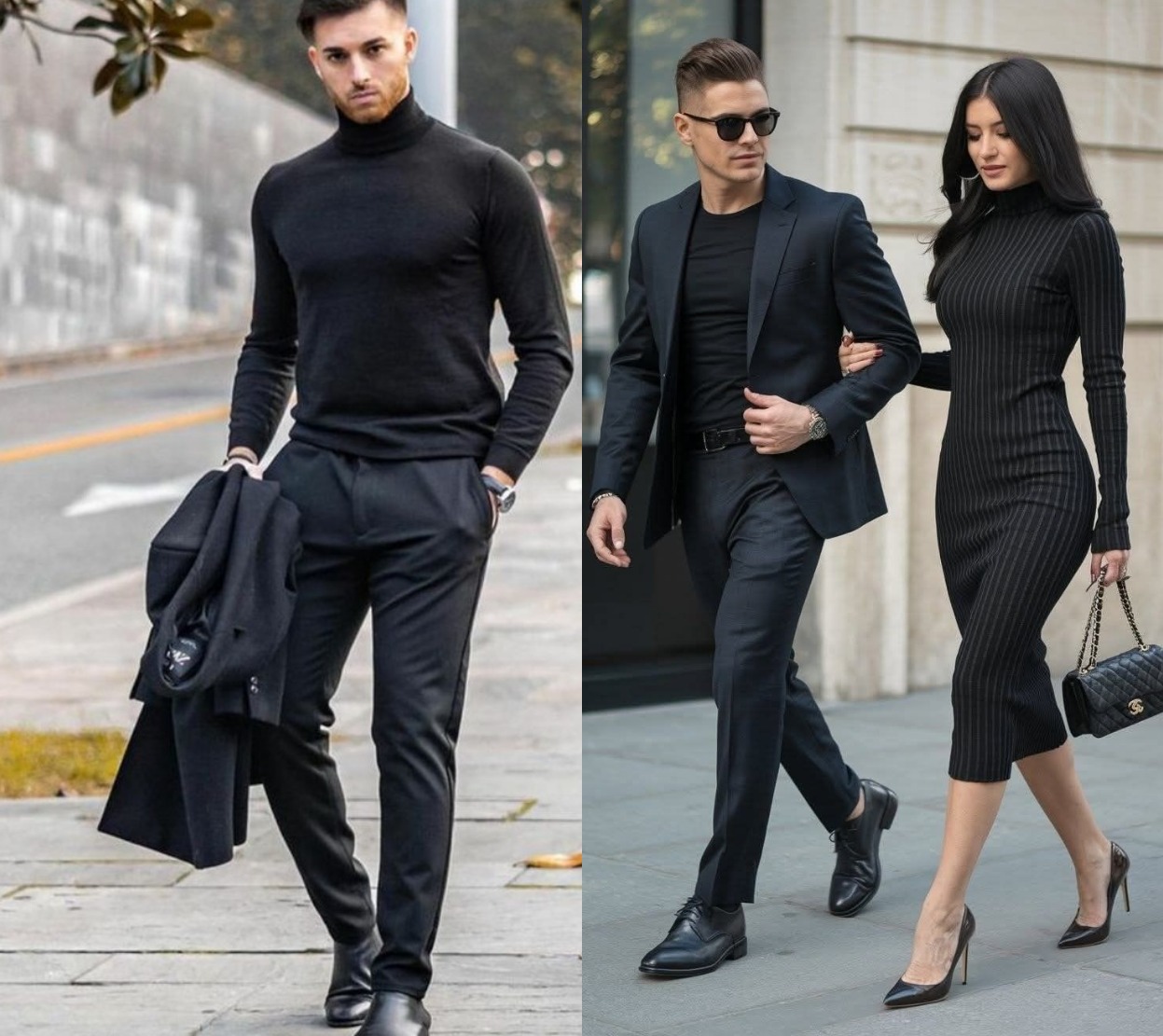 all black date night outfit for men stylish look