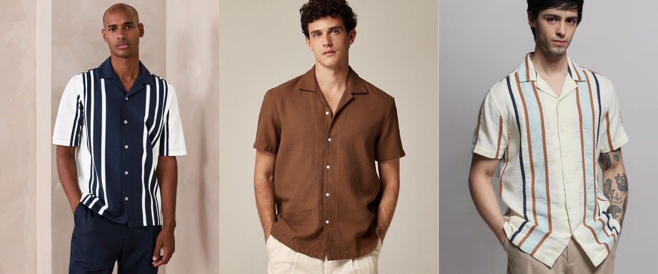 cuban collar shirt and trousers