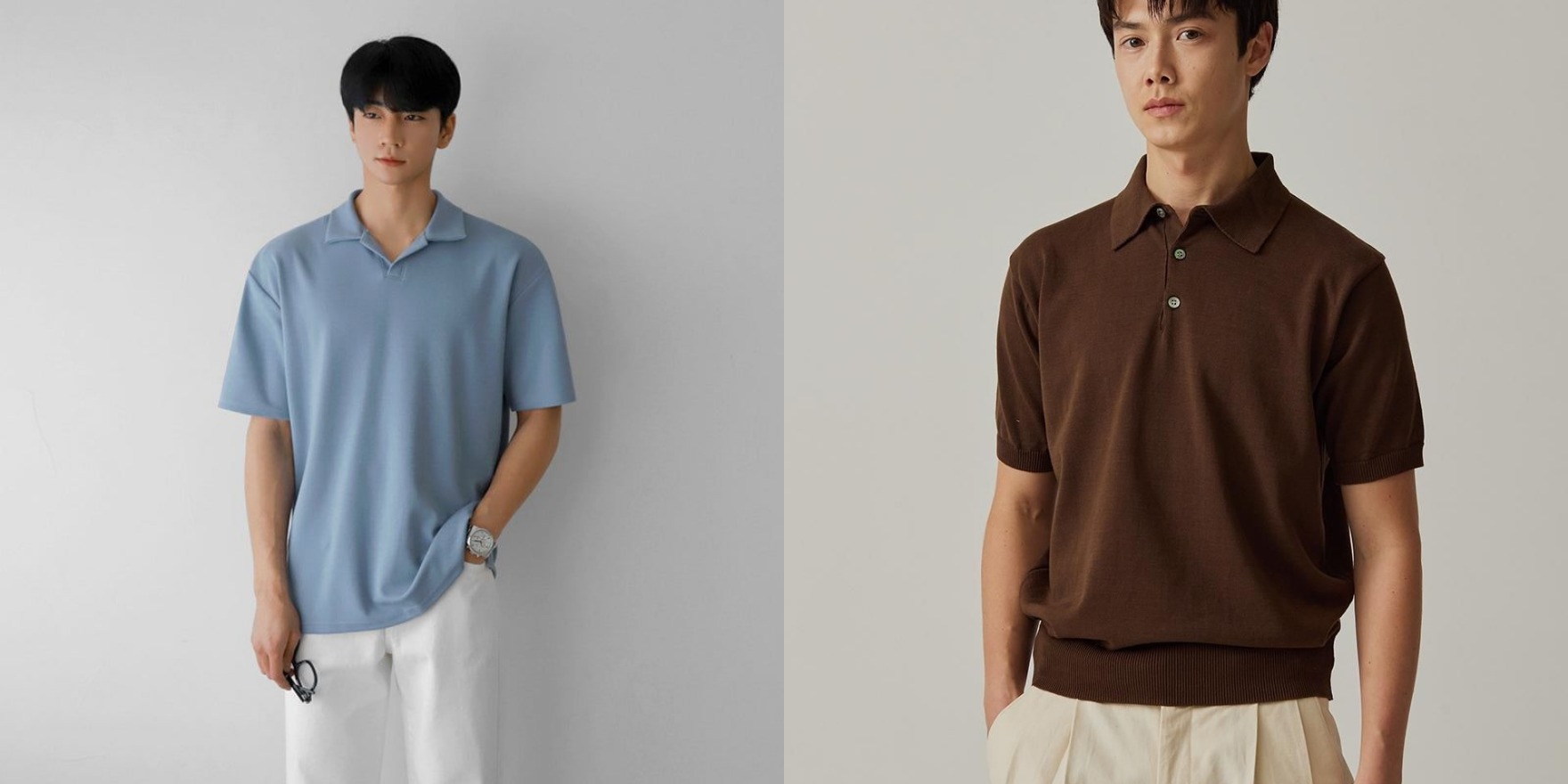 korean knit polo outfit men tailored summer pants street style