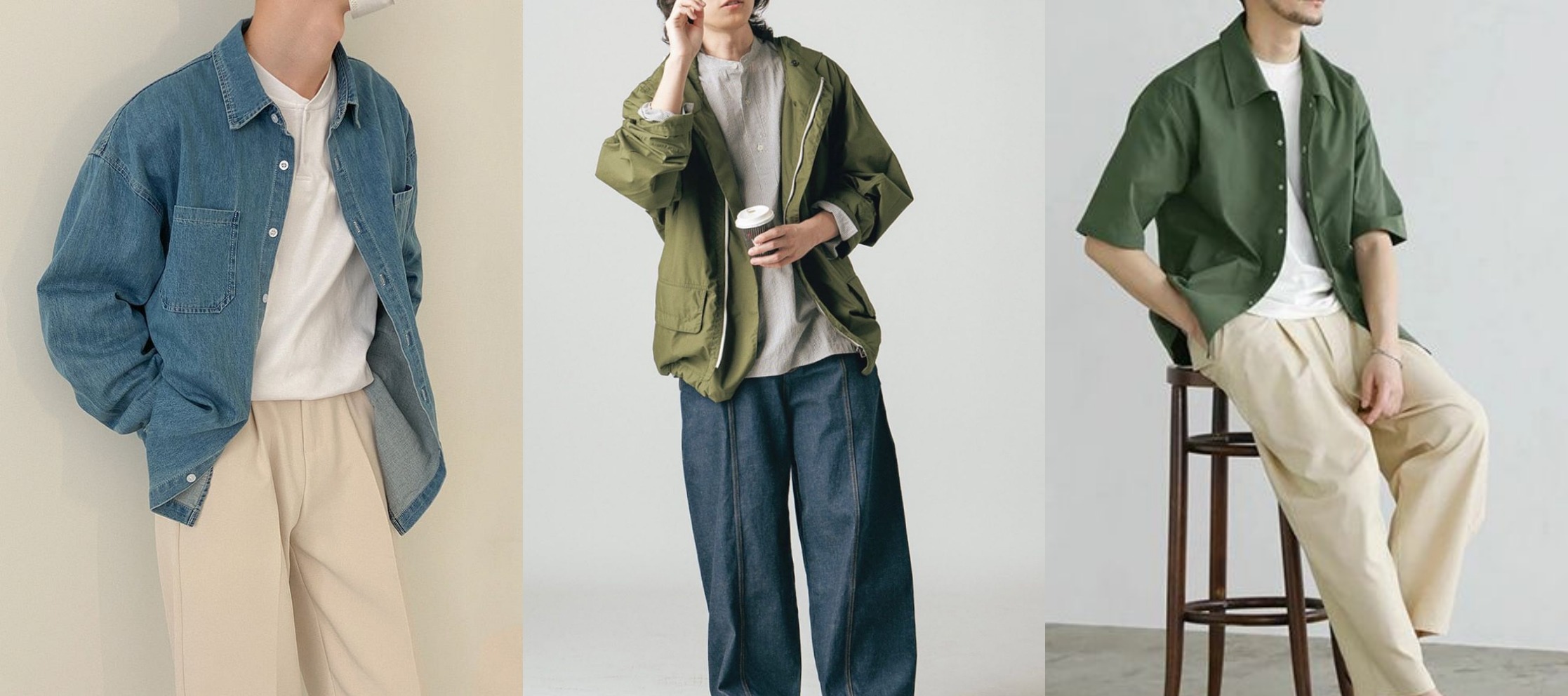 korean street style men open shirt layered over t shirt outfit