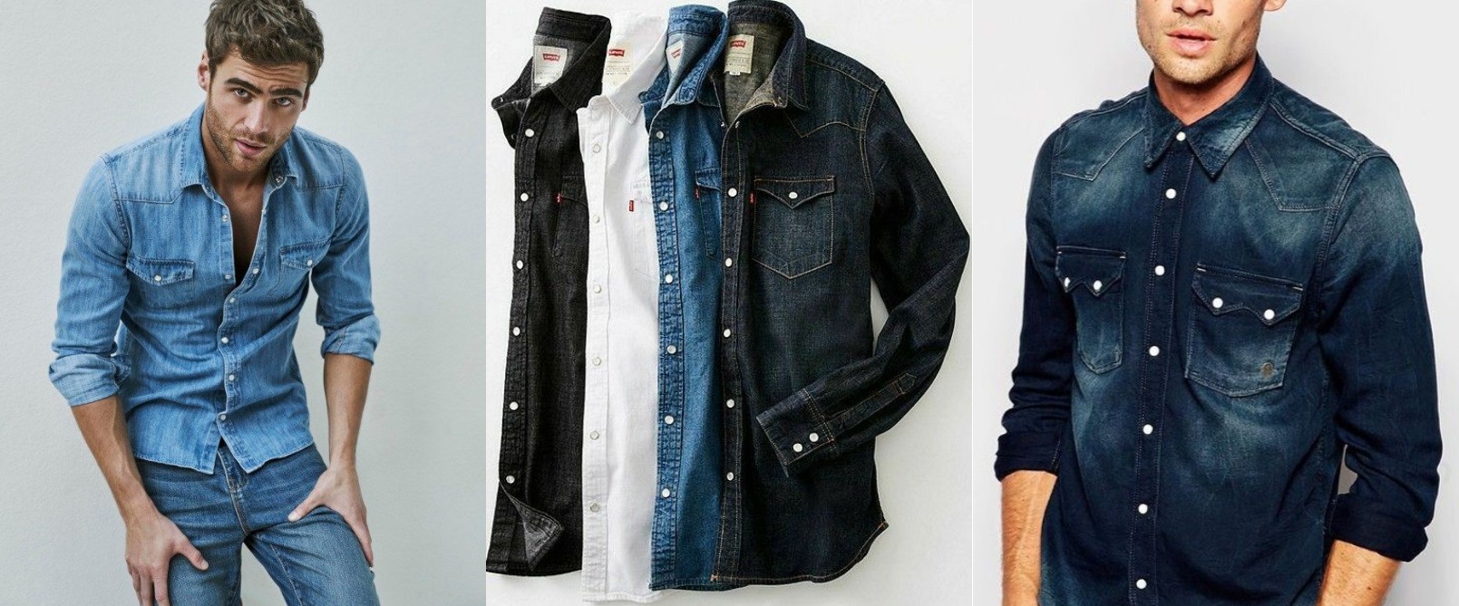 light wash denim shirt men