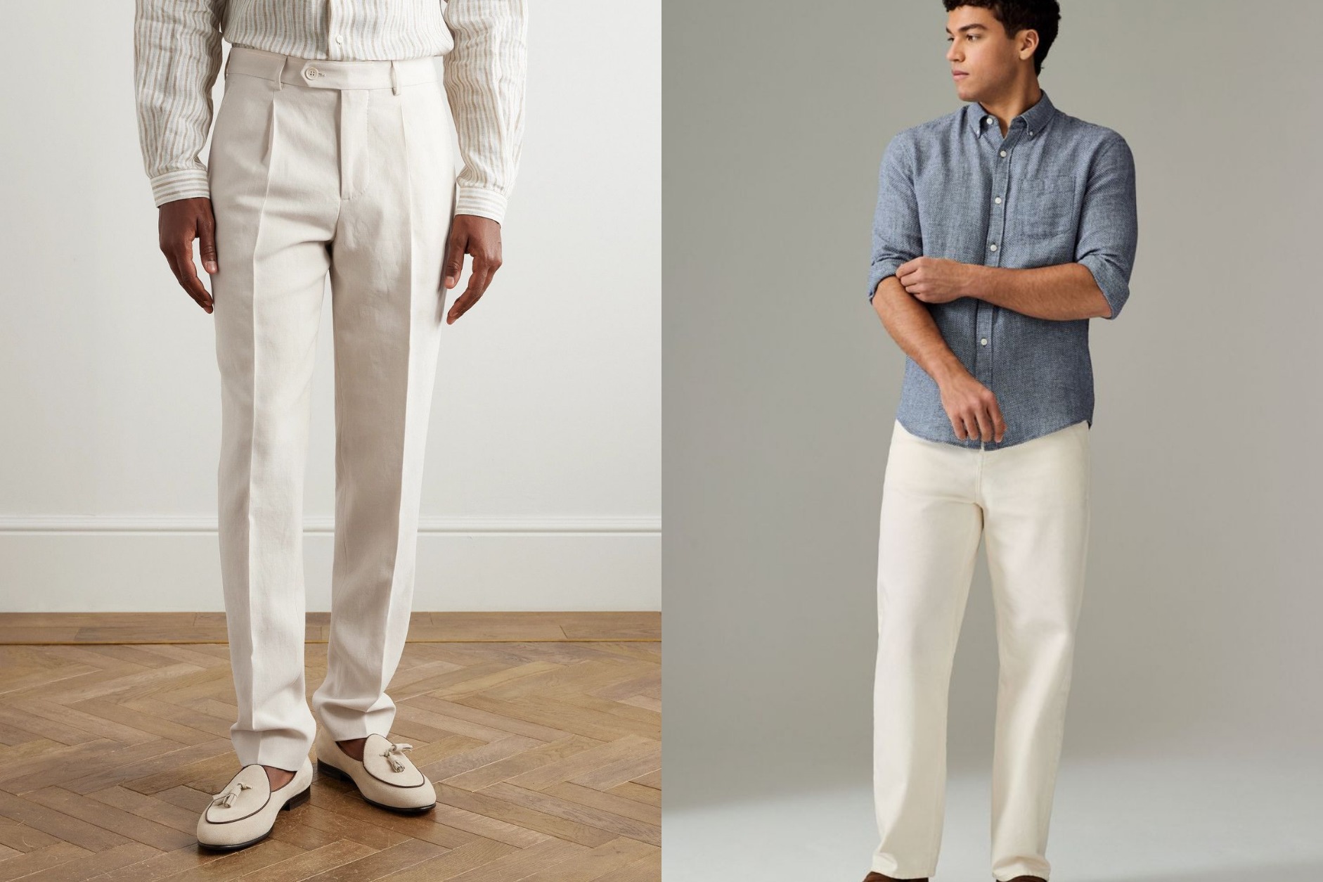 linen pants and loafers men