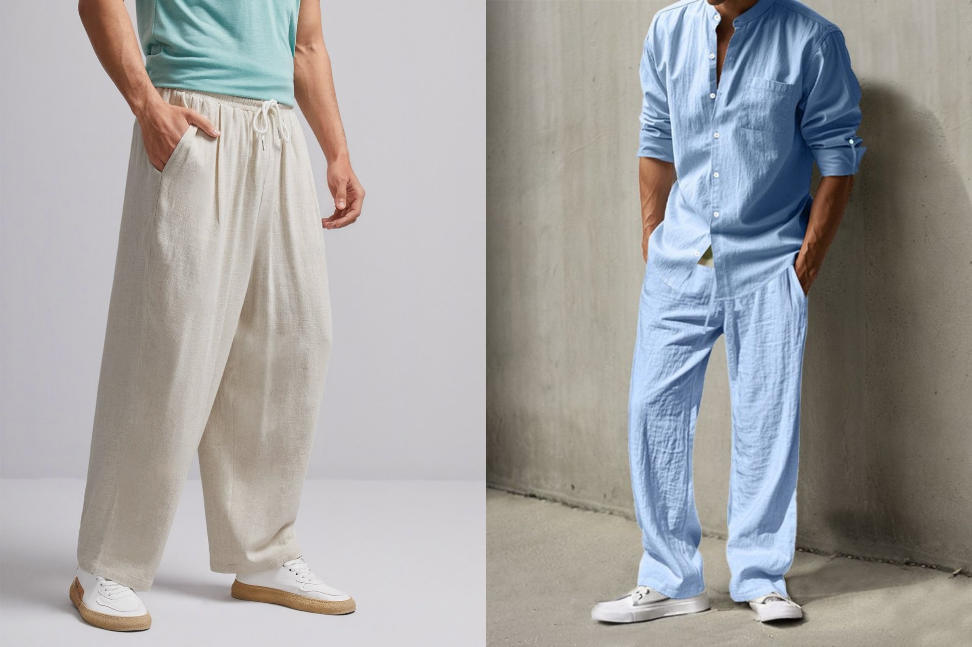 mens linen jogger pants casual summer wear