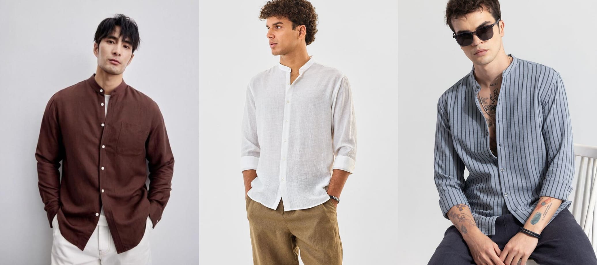 mens mandarin collar shirt