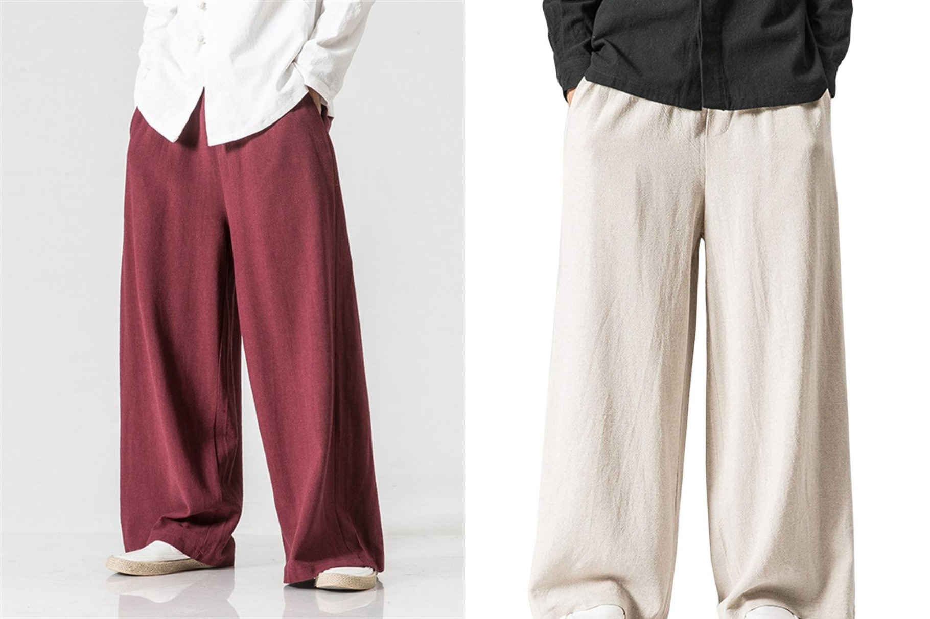 mens palazzo linen pants wide flowy summer style