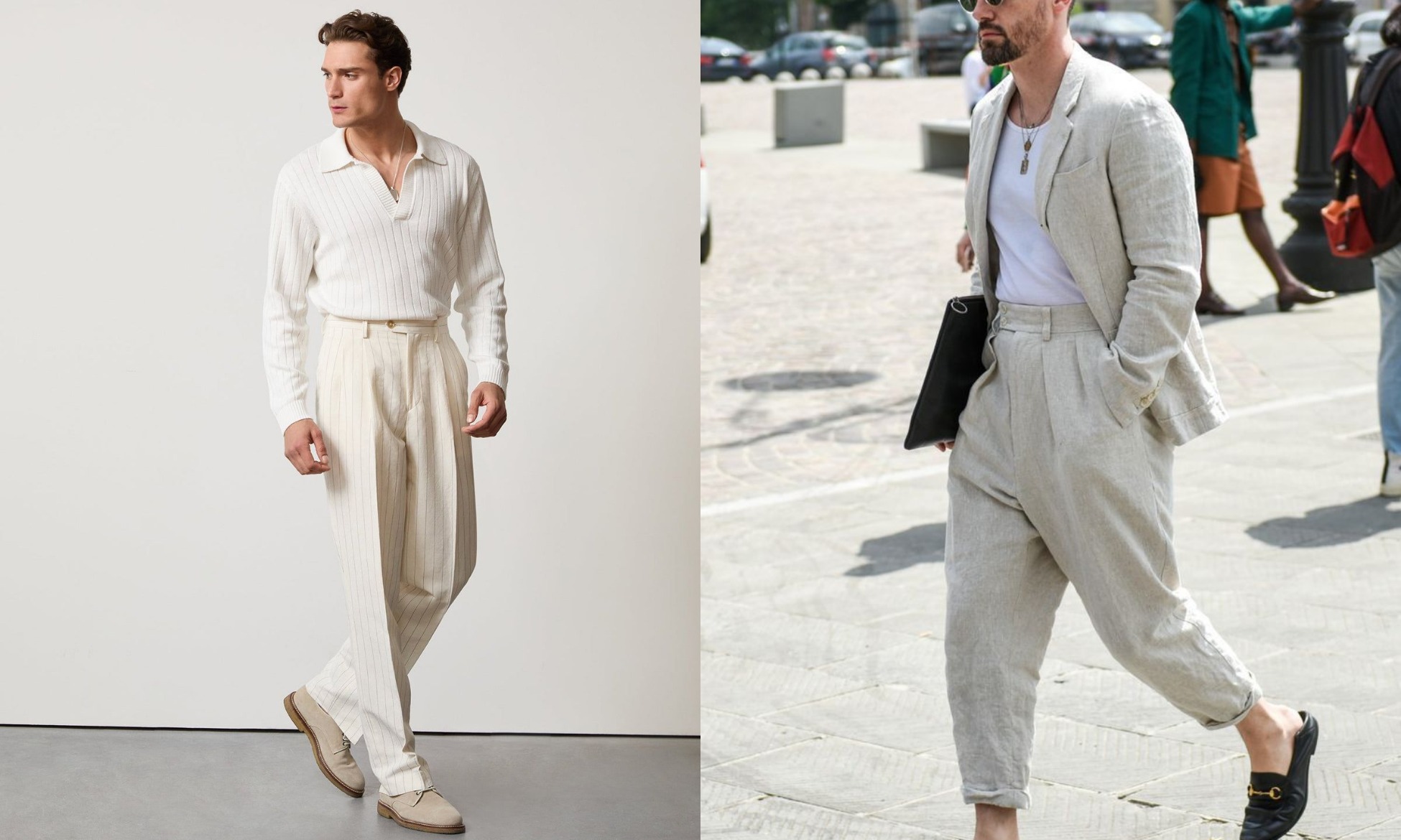 mens wide leg linen pants relaxed summer fashion