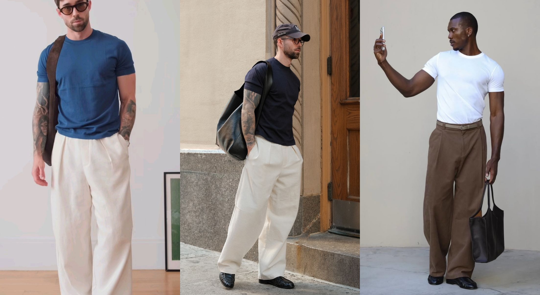 mens wide leg linen pants relaxed summer fashion