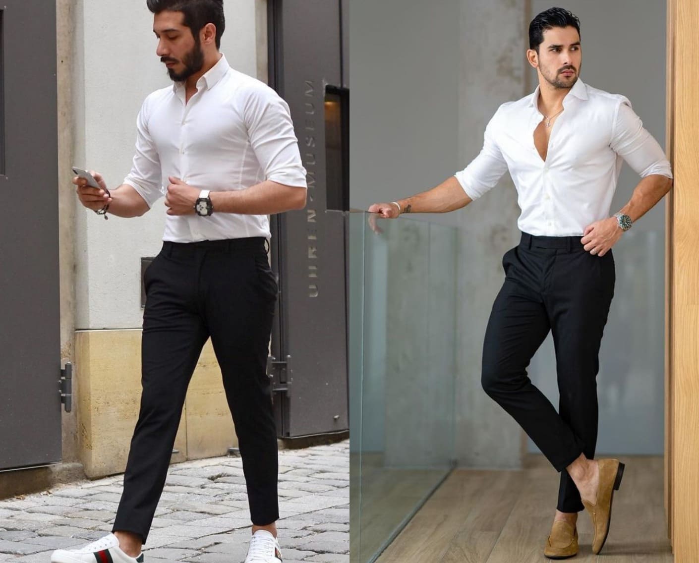 white shirt with black pants men outfit idea white shirt with black pants men outfit idea