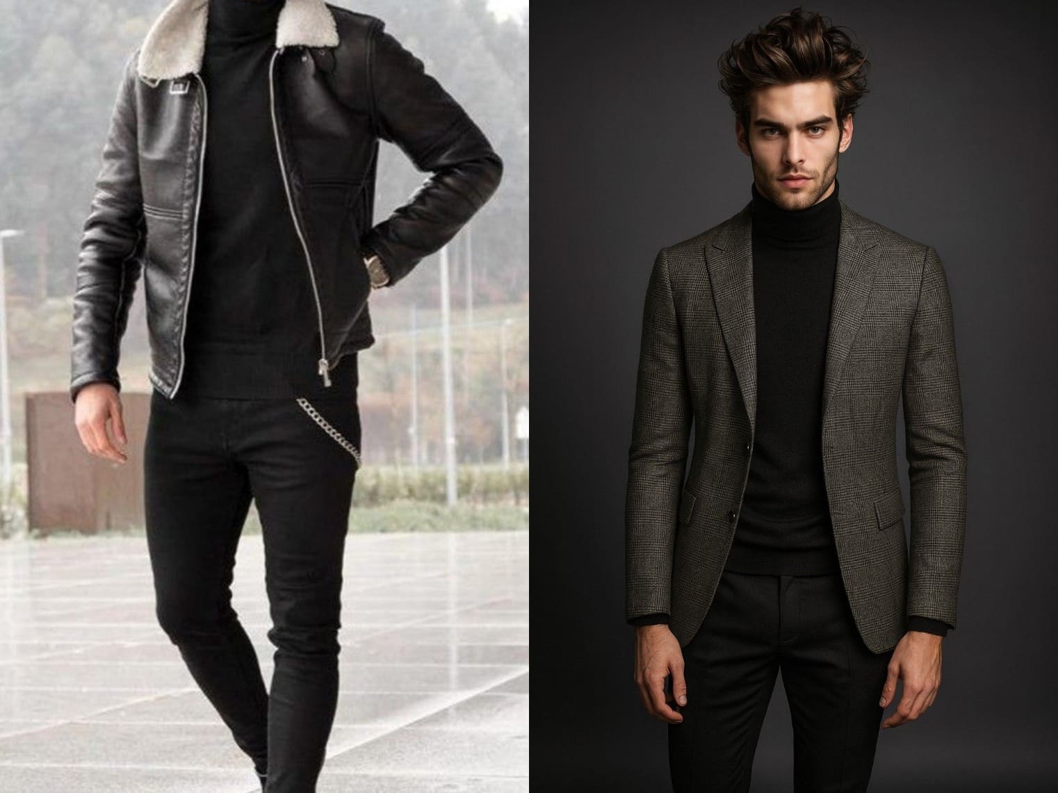 winter date outfit for men with sweater jacket and jeans