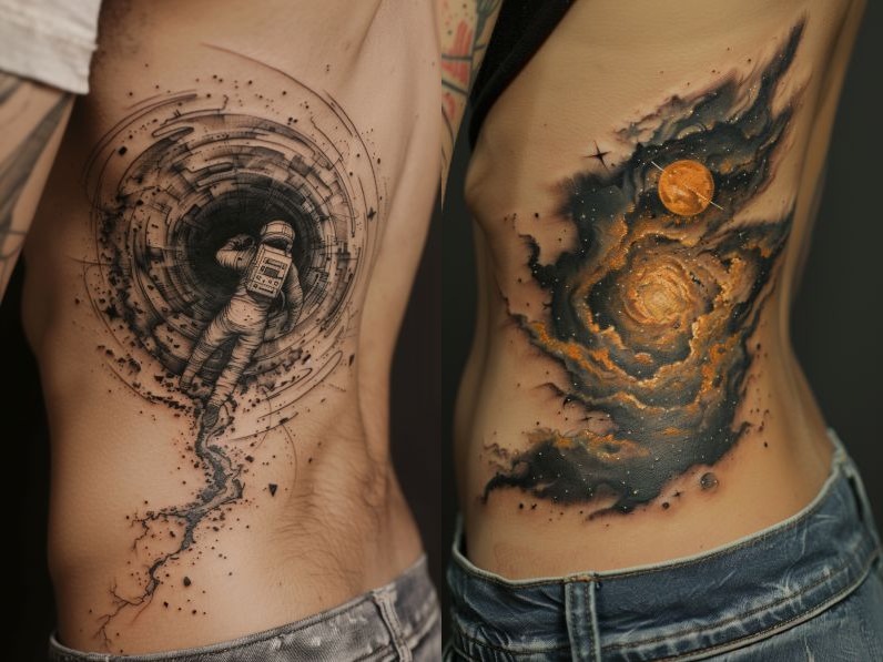Galaxy Stomach Tattoo men