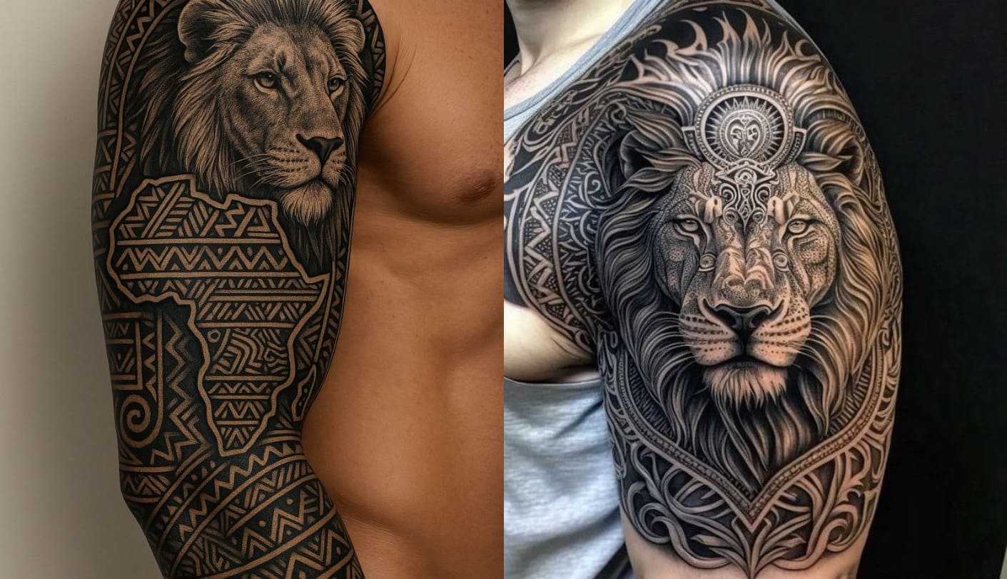tiger warrior tribal lion tattoo