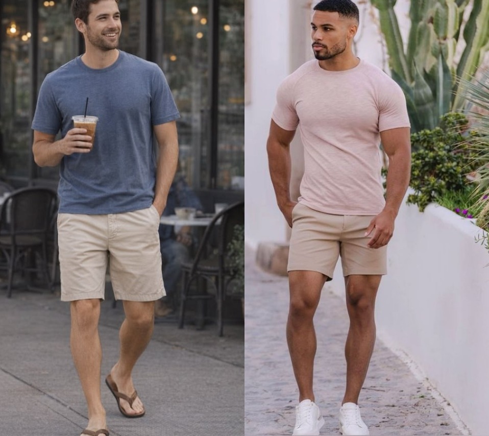 what colour t shirt with khaki shorts