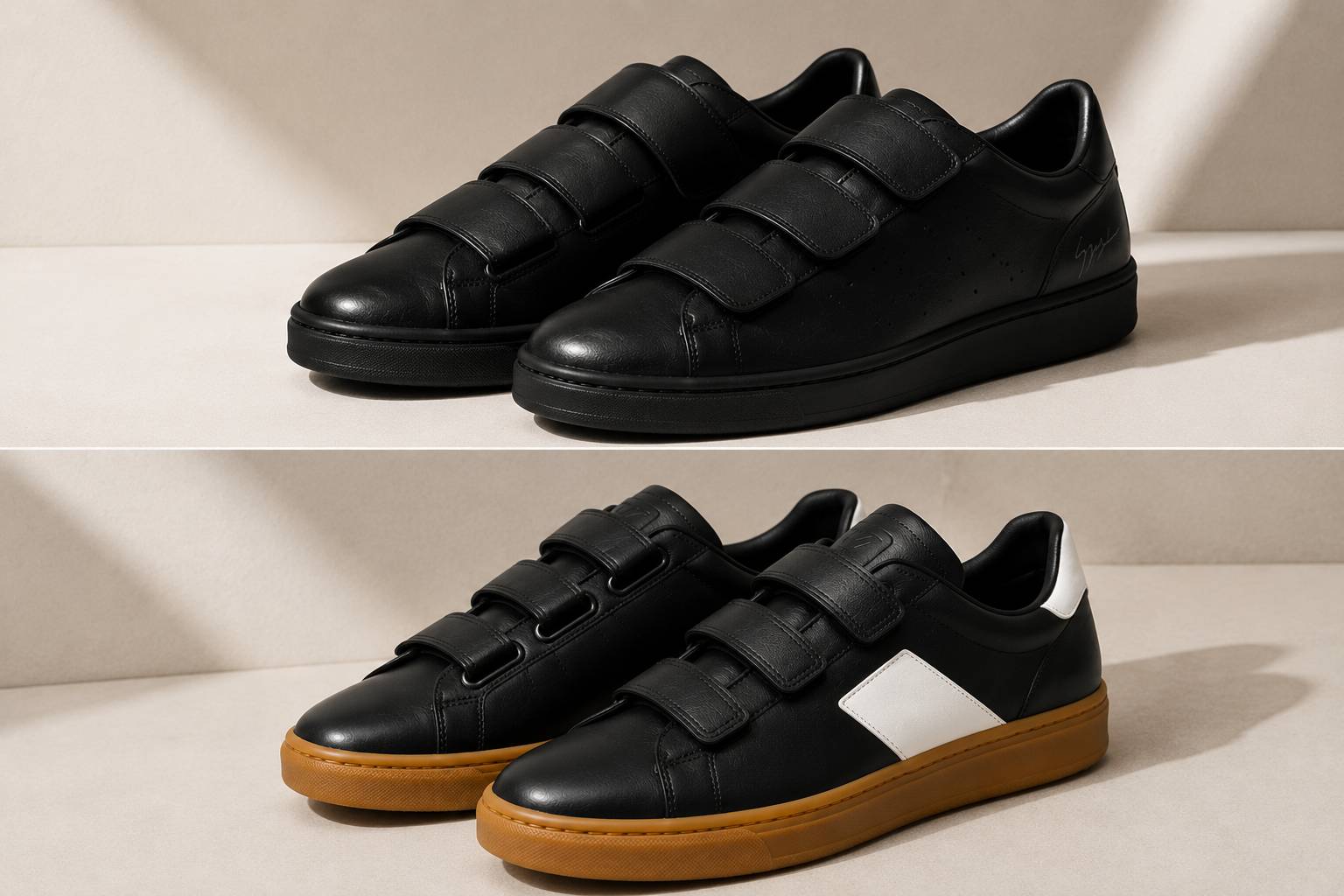 Leather Mens Velcro Shoes with smart casual menswear Leather Mens Velcro Shoes with smart casual menswear