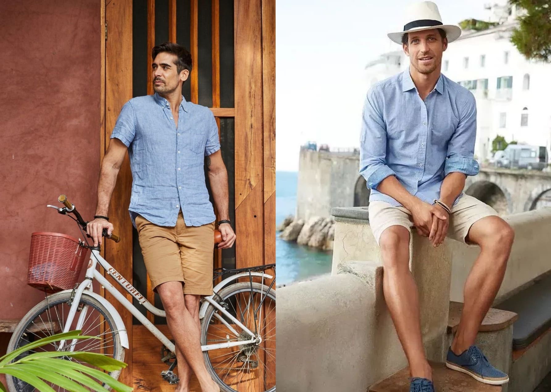 chambray shirt with shorts outfit men