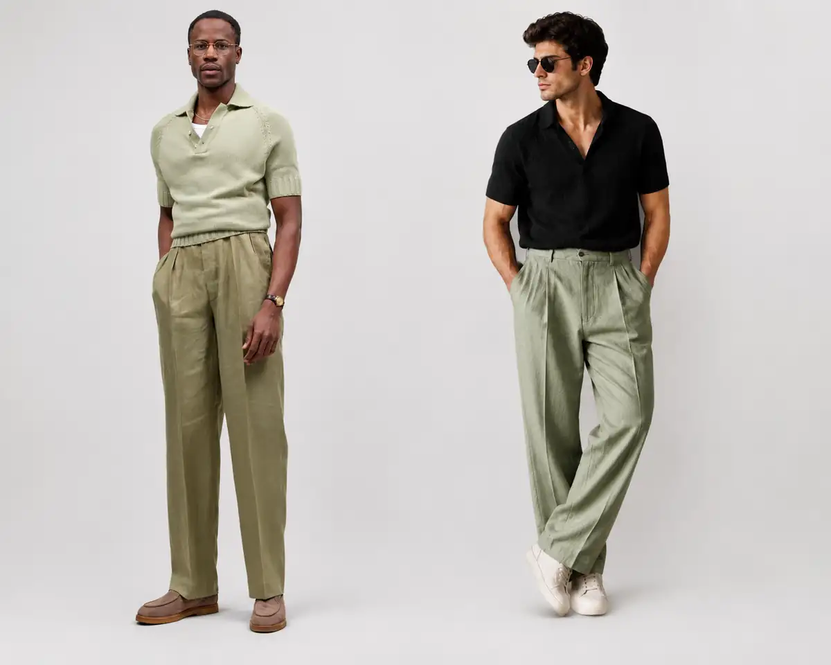 olive green linen pants combination mens