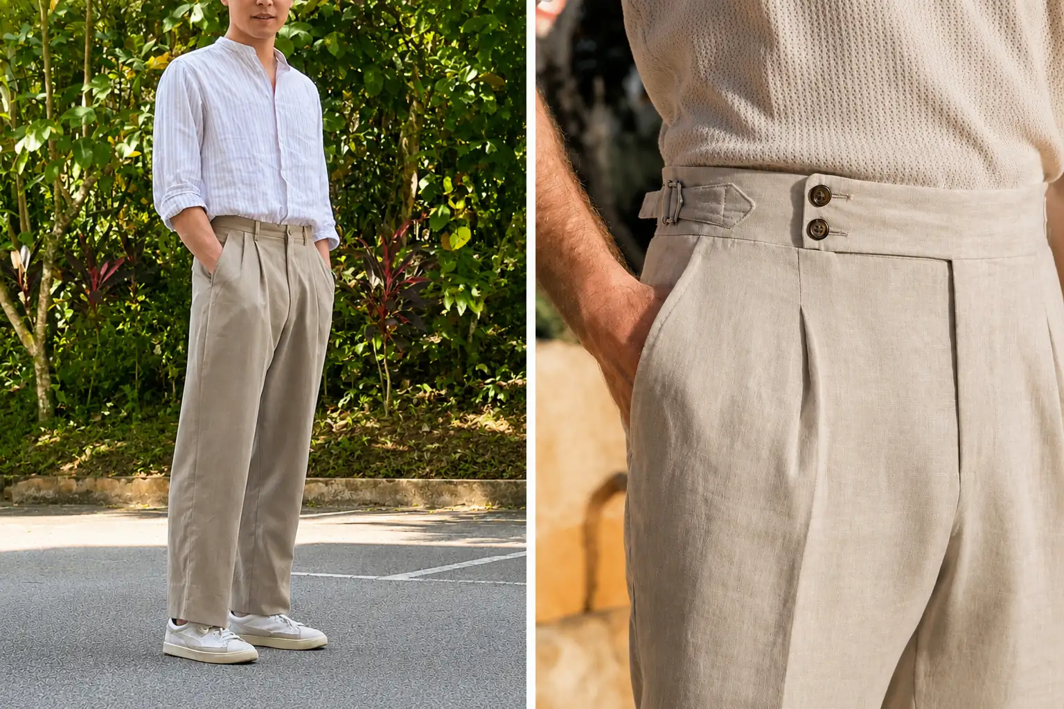 relaxed fit linen trousers men