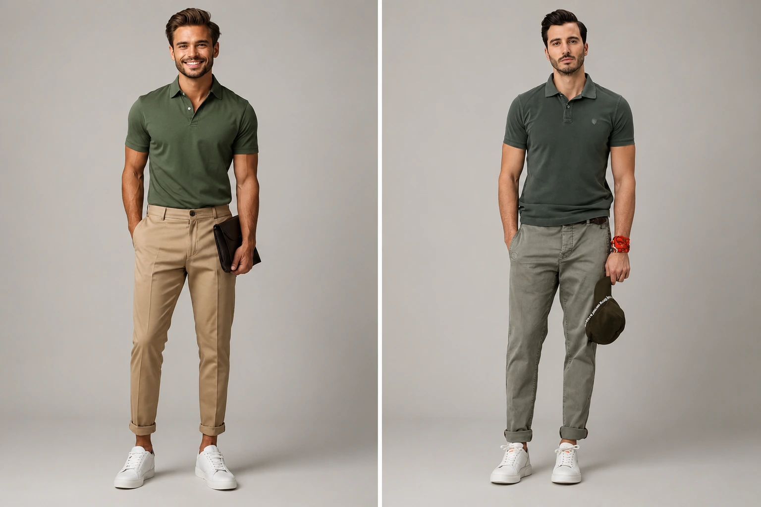 Slim fit chino pants for men in beige