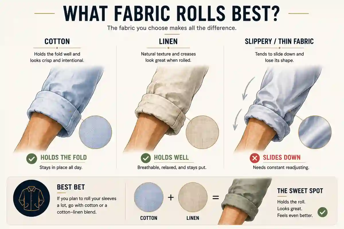 Men shirt sleeves roll best fabric Men shirt sleeves roll best fabric