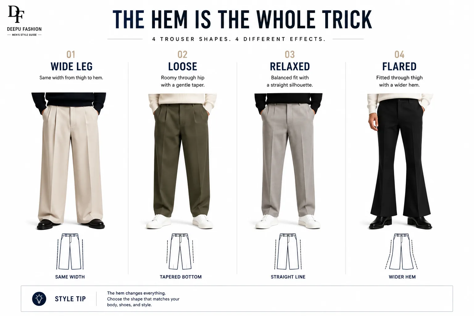 Wide leg vs loose vs relaxed vs flared pants men Wide leg vs loose vs relaxed vs flared pants men